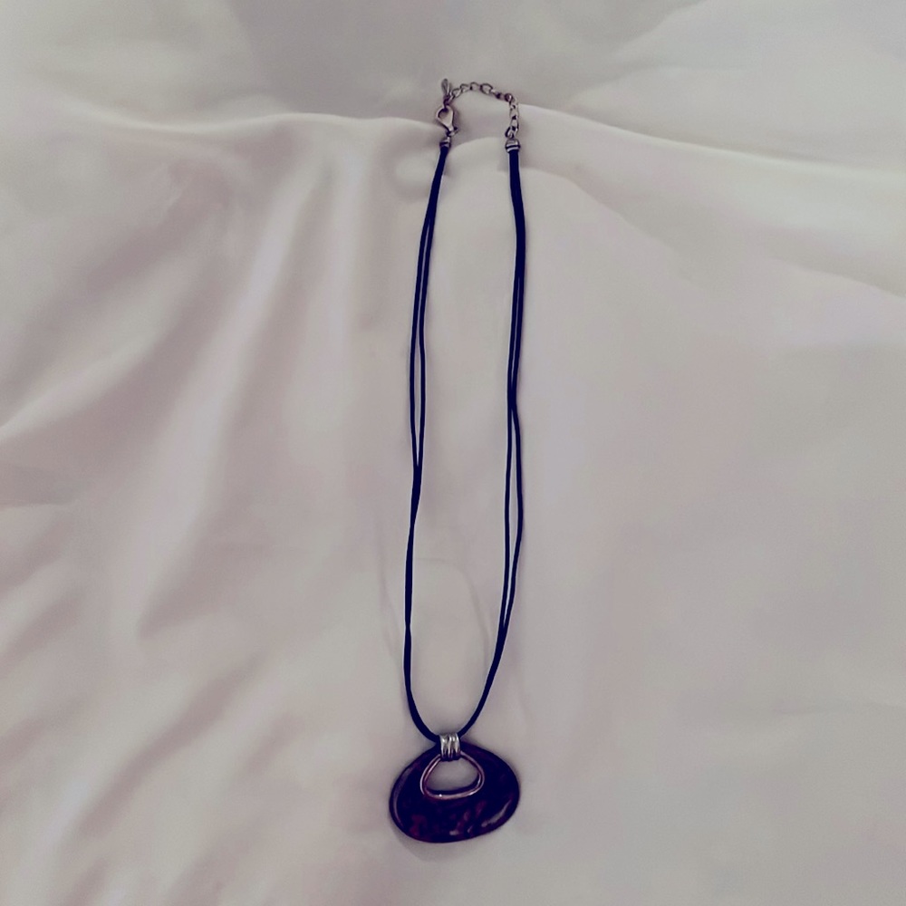 Silpada brown leather and stone necklace